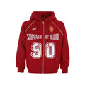 Women's loose-fit American retro hooded jacket with letter embroidery in cotton blend fabric.