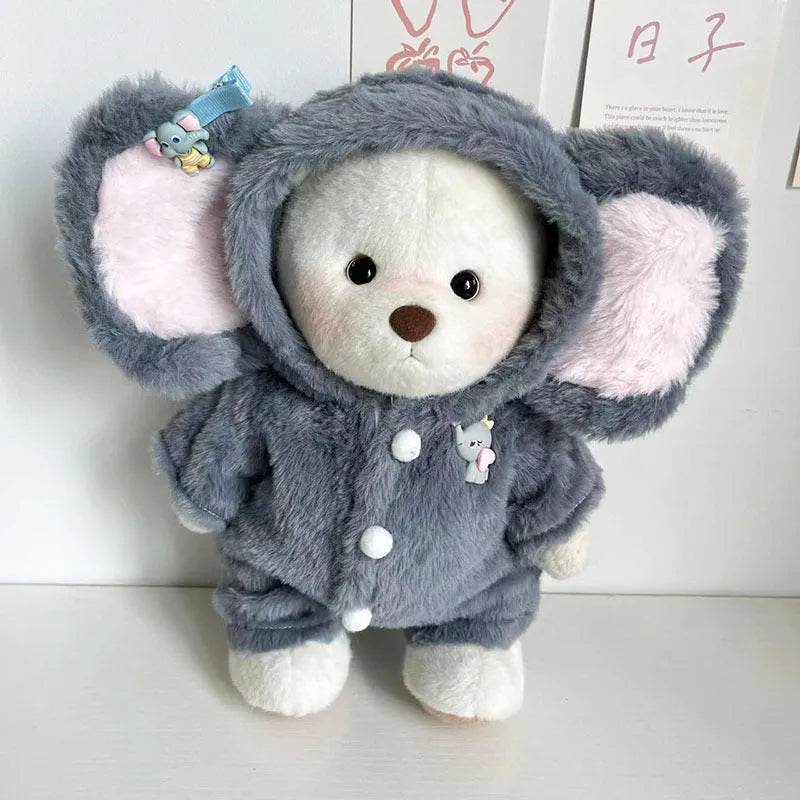 Grey elephant pattern plush jumpsuit suit for 30cm Lina bear doll
