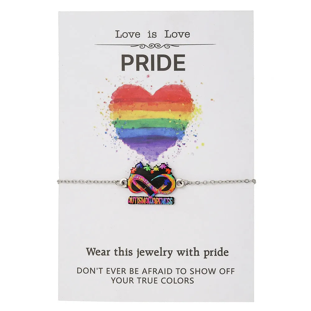 Stainless steel friendship necklace and bracelet set with colour printing for women