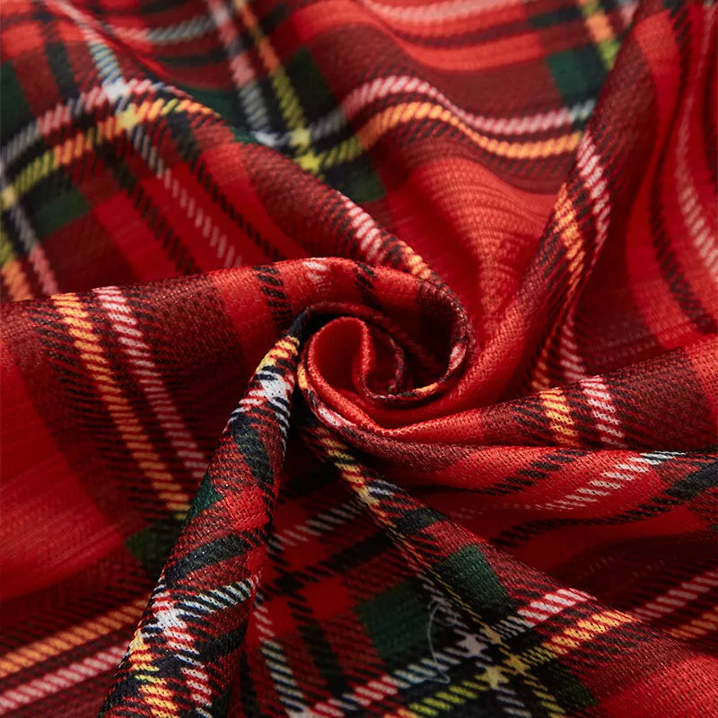 Rectangular printed polyester curtain with Christmas pattern offering semi-sunshade.