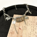 Dark multi-layer cross necklace for women with adjustable length and large hemp flower chain
