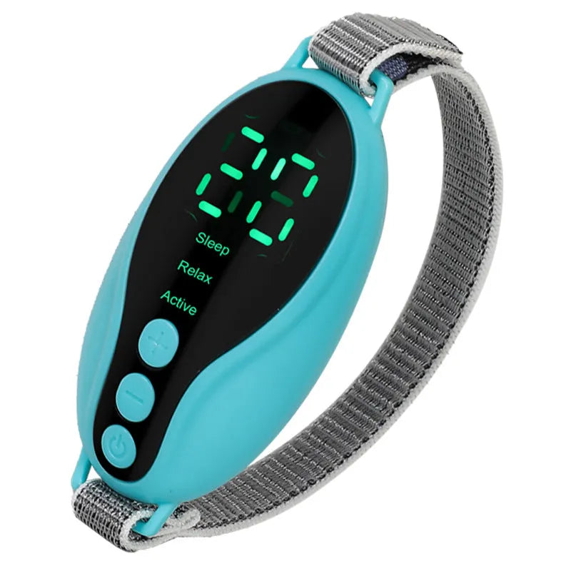 White or blue intelligent sleep aid instrument with USB port and control buttons