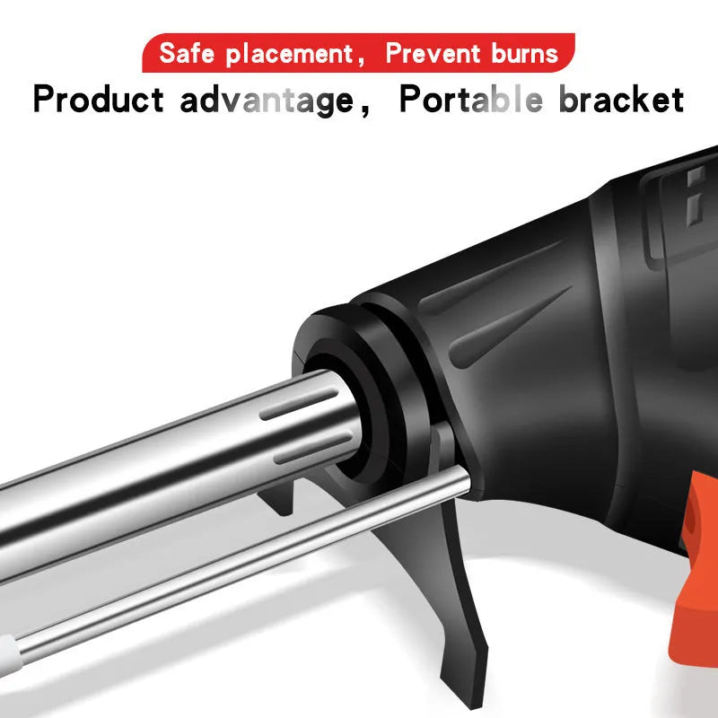 Black H5 soldering gun station with integrated light, alloy body, part of a five-piece kit.