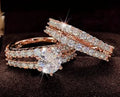 2 in 1 fully jewelled female ring set in geometric shape with diamond treatment, available in silver, gold, or rose gold.