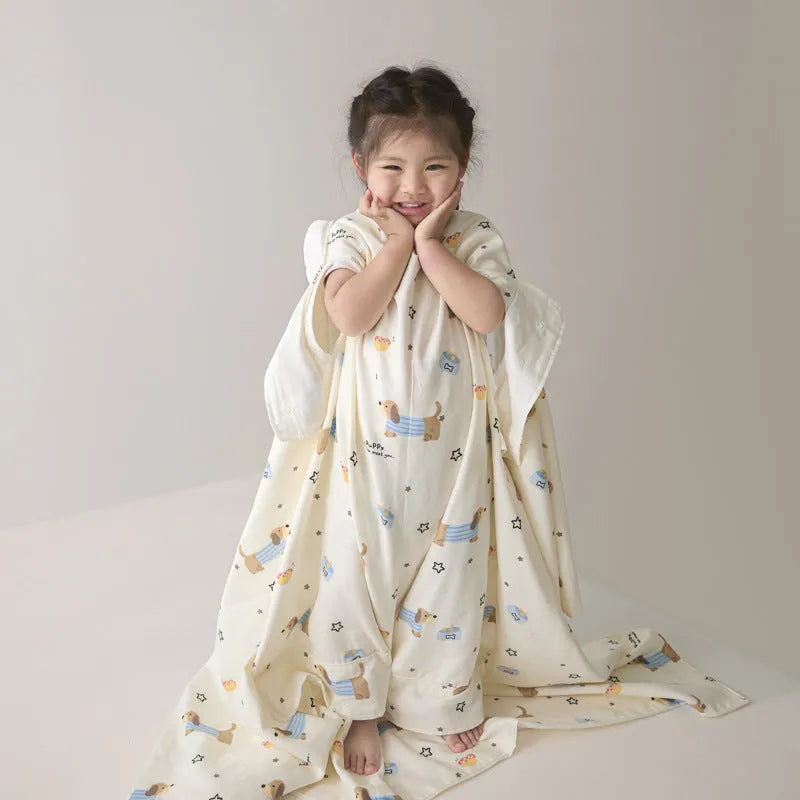 Colourful anti-kick summer quilt with antibacterial filling shown in Magic Puppy print.