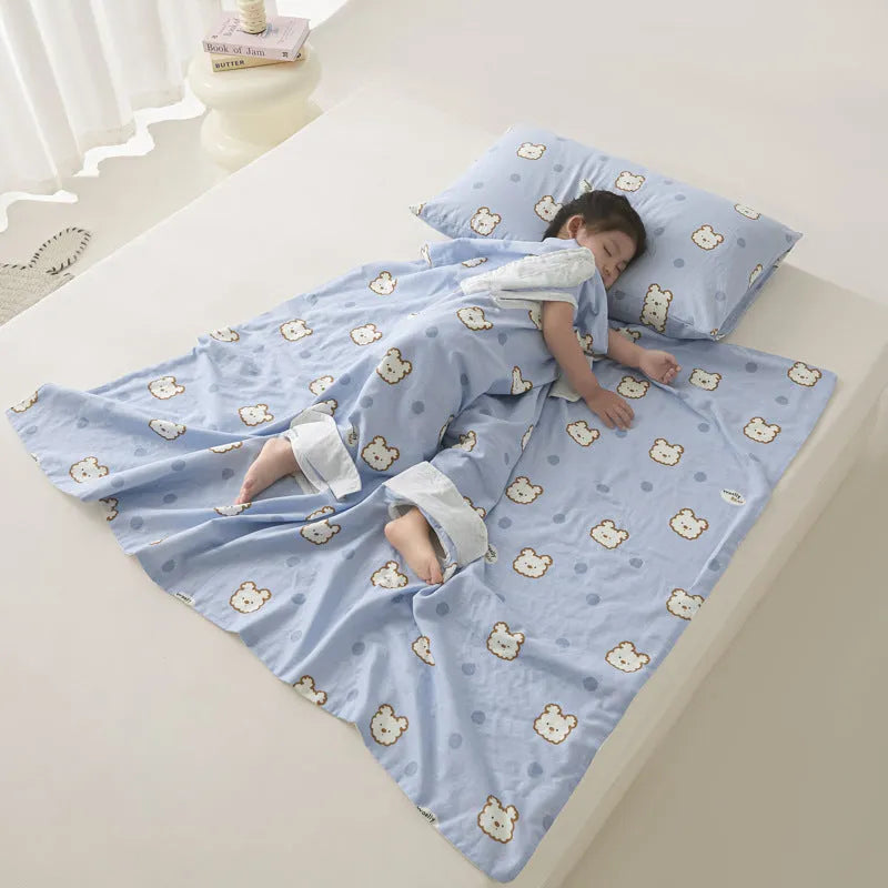 Colourful anti-kick summer quilt with antibacterial filling shown in Magic Puppy print.