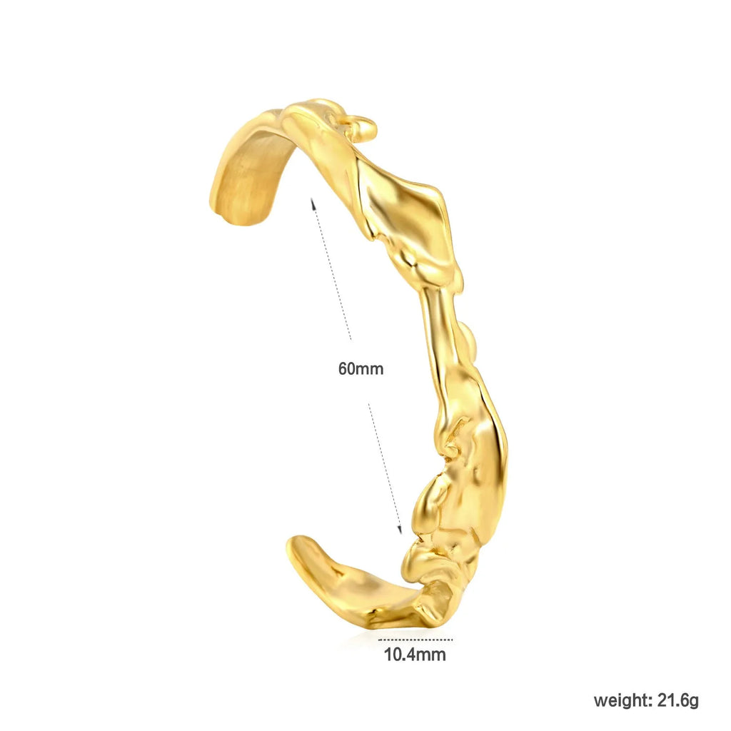 Adjustable stainless steel and alloy bracelet shown in gold-tone, silver-tone, and rose gold-tone colour options.