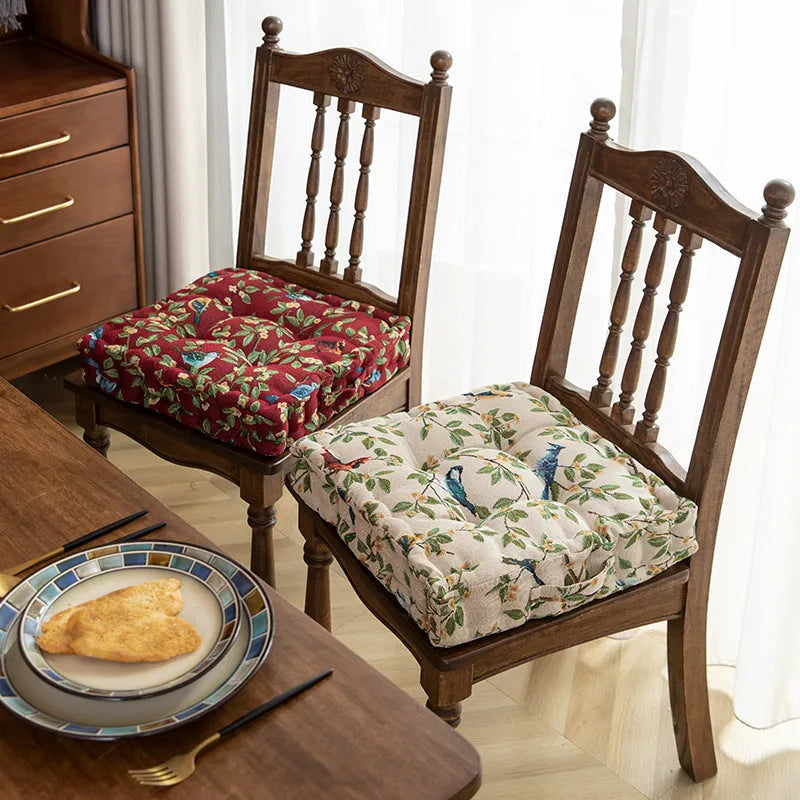 American style dining chair cushion with decorative plant pattern, 40x40x8cm dimensions
