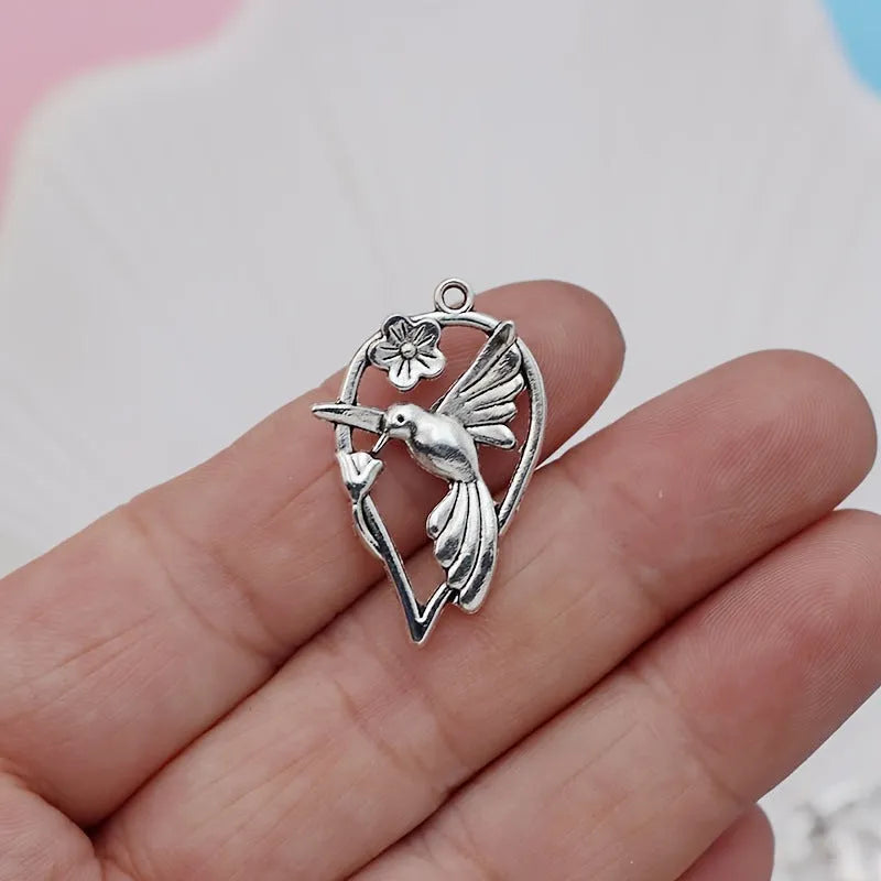 Alloy magpie pattern pendant with electroplated finish for DIY jewellery making