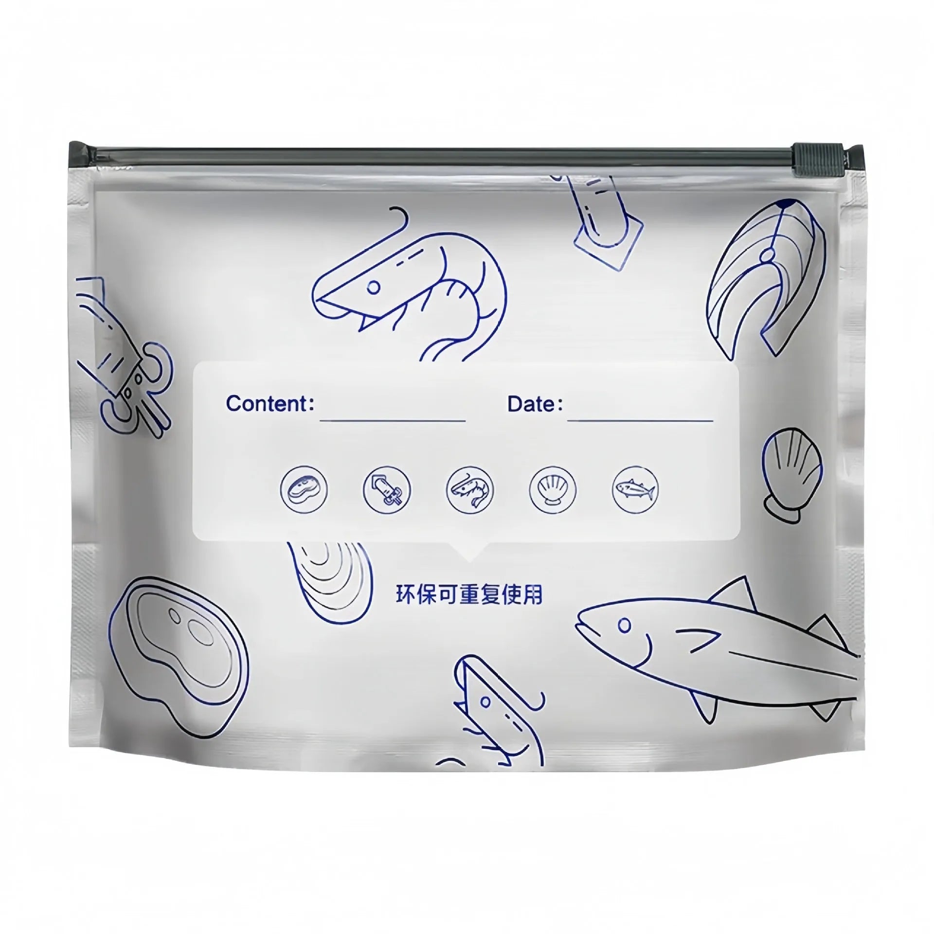 Aluminium foil sealed food storage bag in three sizes with heat resistance from -60 to 100 degrees Celsius