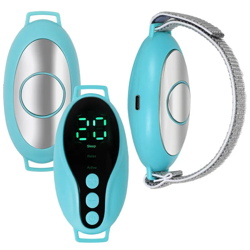 White or blue intelligent sleep aid instrument with USB port and control buttons