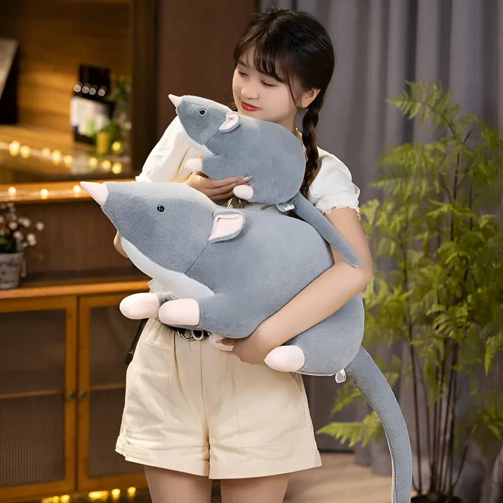 Cartoon mouse plush doll in three size options: 32cm, 50cm, and 100cm heights