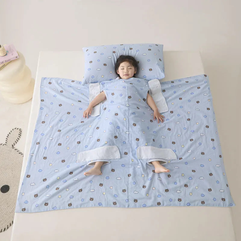 Colourful anti-kick summer quilt with antibacterial filling shown in Magic Puppy print.