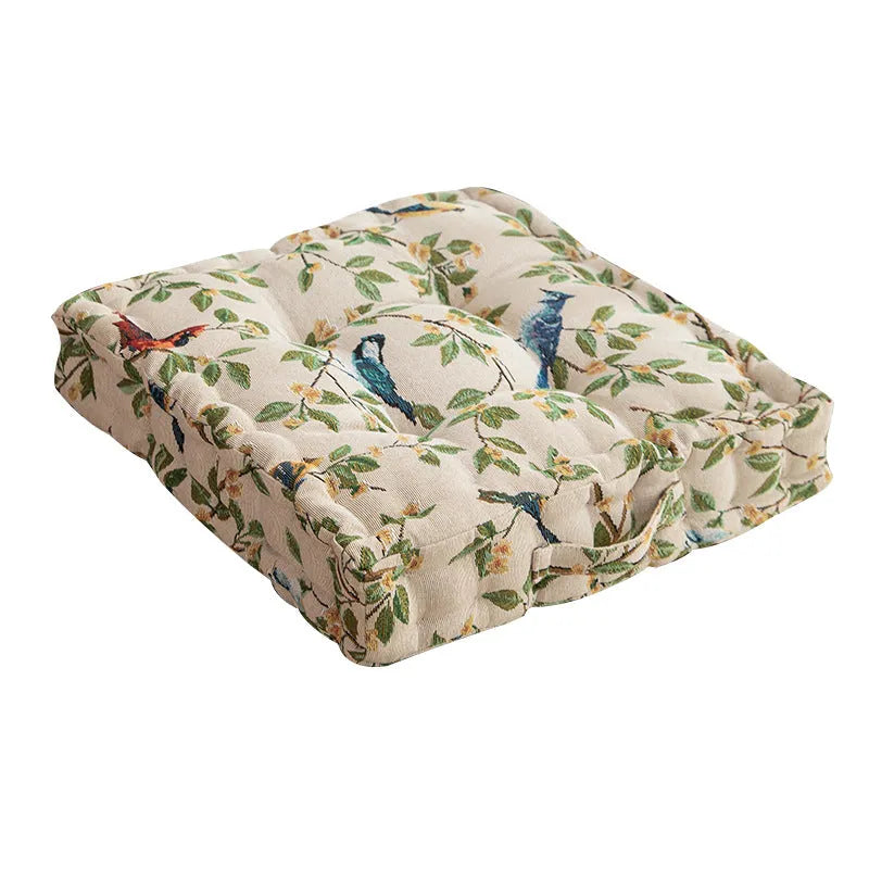 American style dining chair cushion with decorative plant pattern, 40x40x8cm dimensions