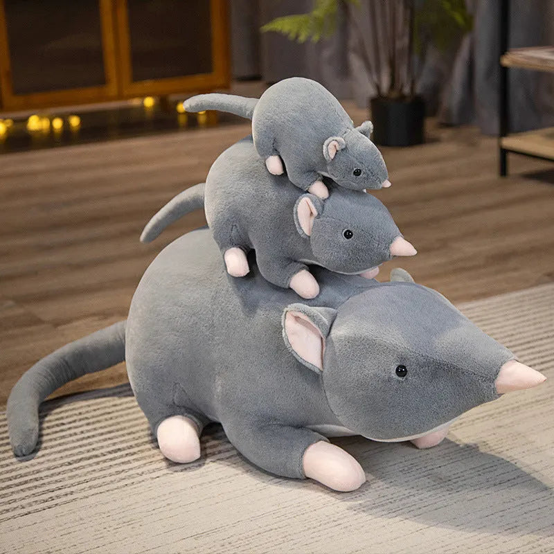 Cartoon mouse plush doll in three size options: 32cm, 50cm, and 100cm heights