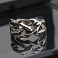 Copper adjustable flower ring with geometric thorn design in J2150 colour finish