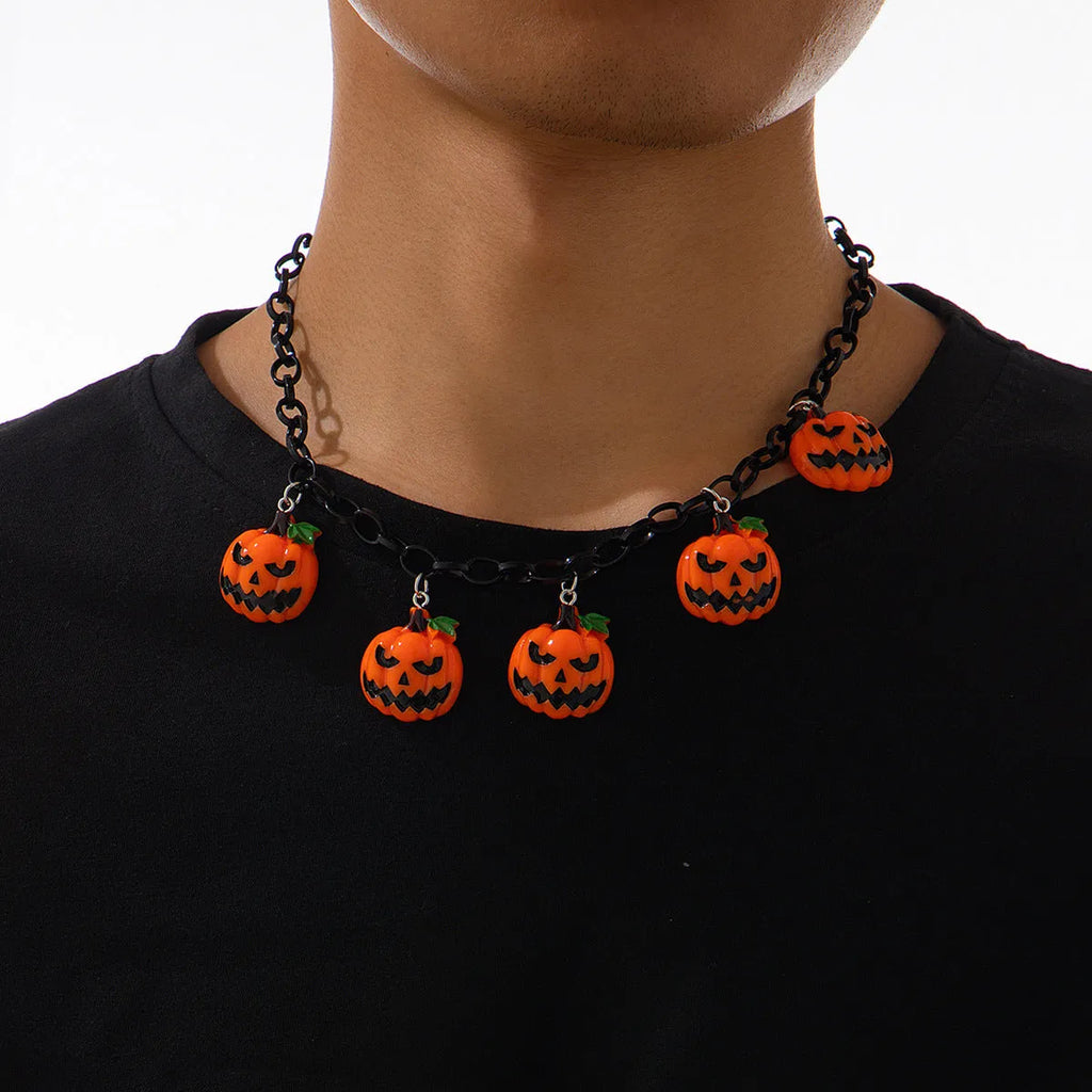 Halloween ghost pumpkin cartoon character acrylic necklace on a regular chain, colour 06705.