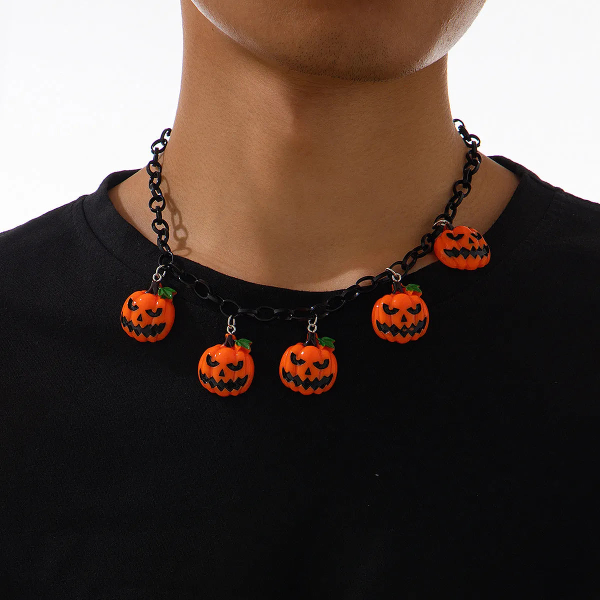 Halloween ghost pumpkin cartoon character acrylic necklace on a regular chain, colour 06705.