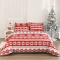 Winter Sleepers red Christmas Love Song pattern bedding three-piece set on a bed