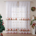 Pair of American-style Christmas curtains with embroidered snowflake pattern on polyester fabric