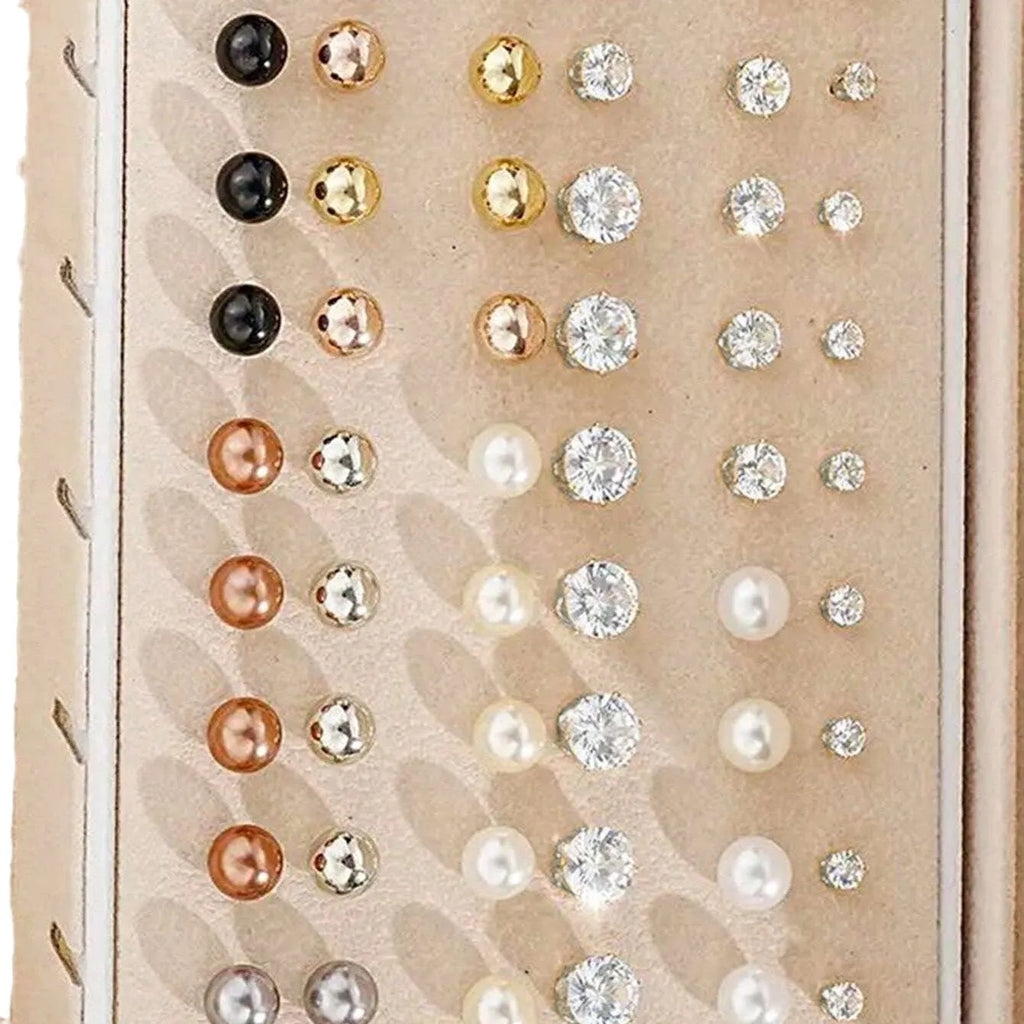 108 geometric pearl earrings in gold and yellow electroplated alloy colours