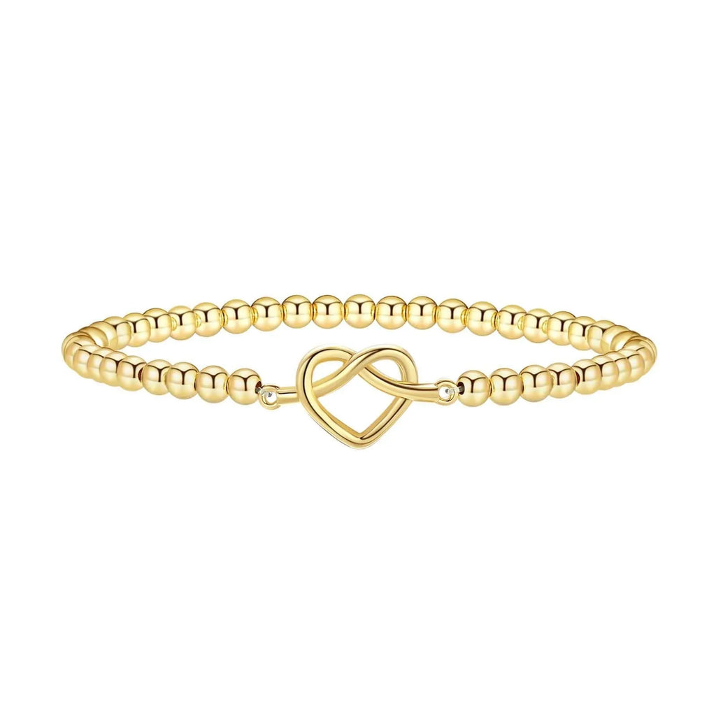 Women's adjustable stainless steel beaded bracelet with round geometric elements in six colour style options