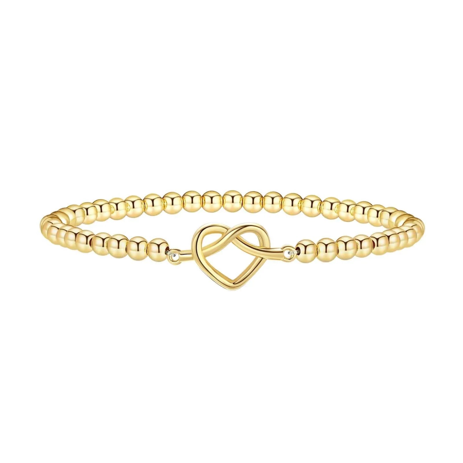 Women's adjustable stainless steel beaded bracelet with round geometric elements in six colour style options