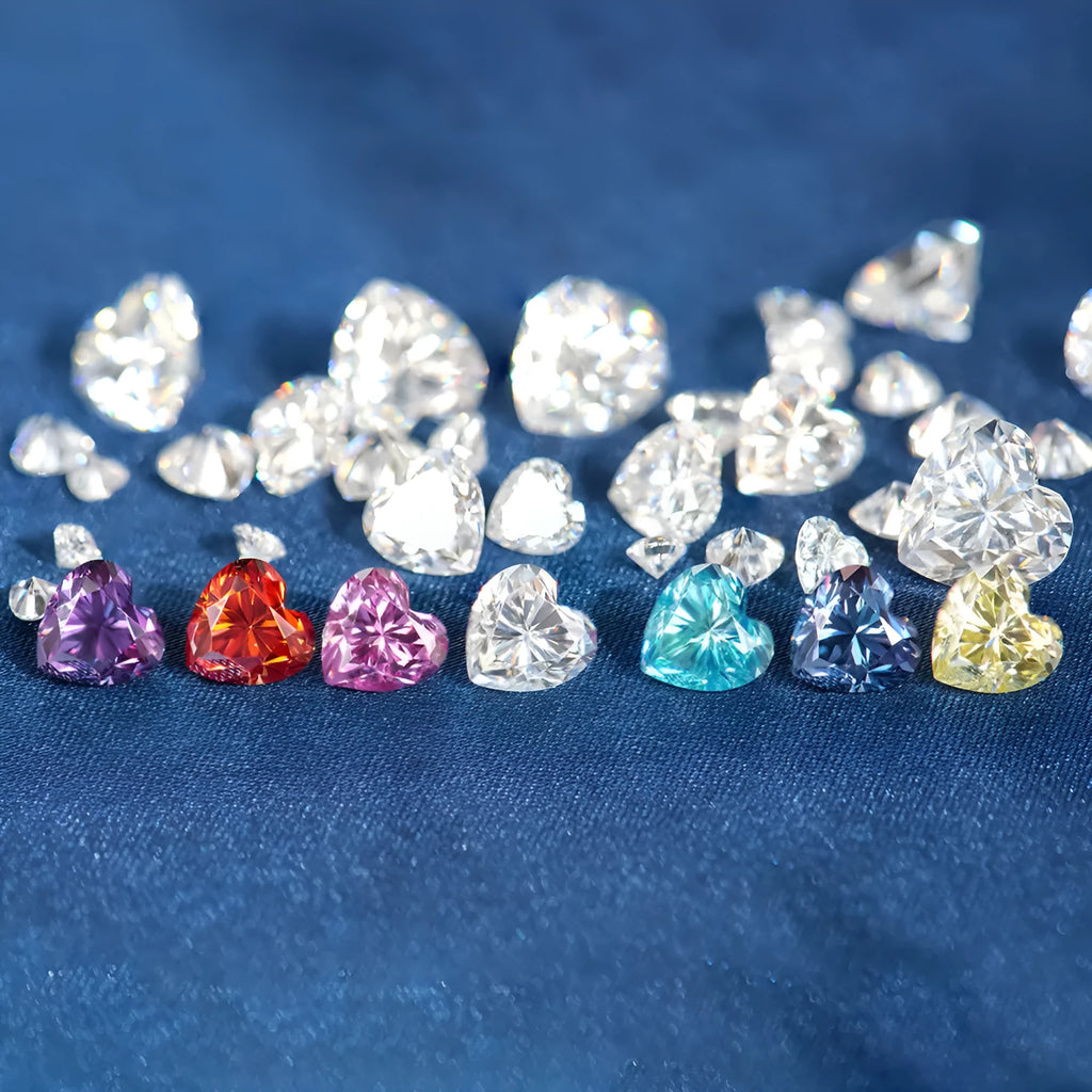 Lemon yellow heart-shaped moissanite gemstone on a plain background.