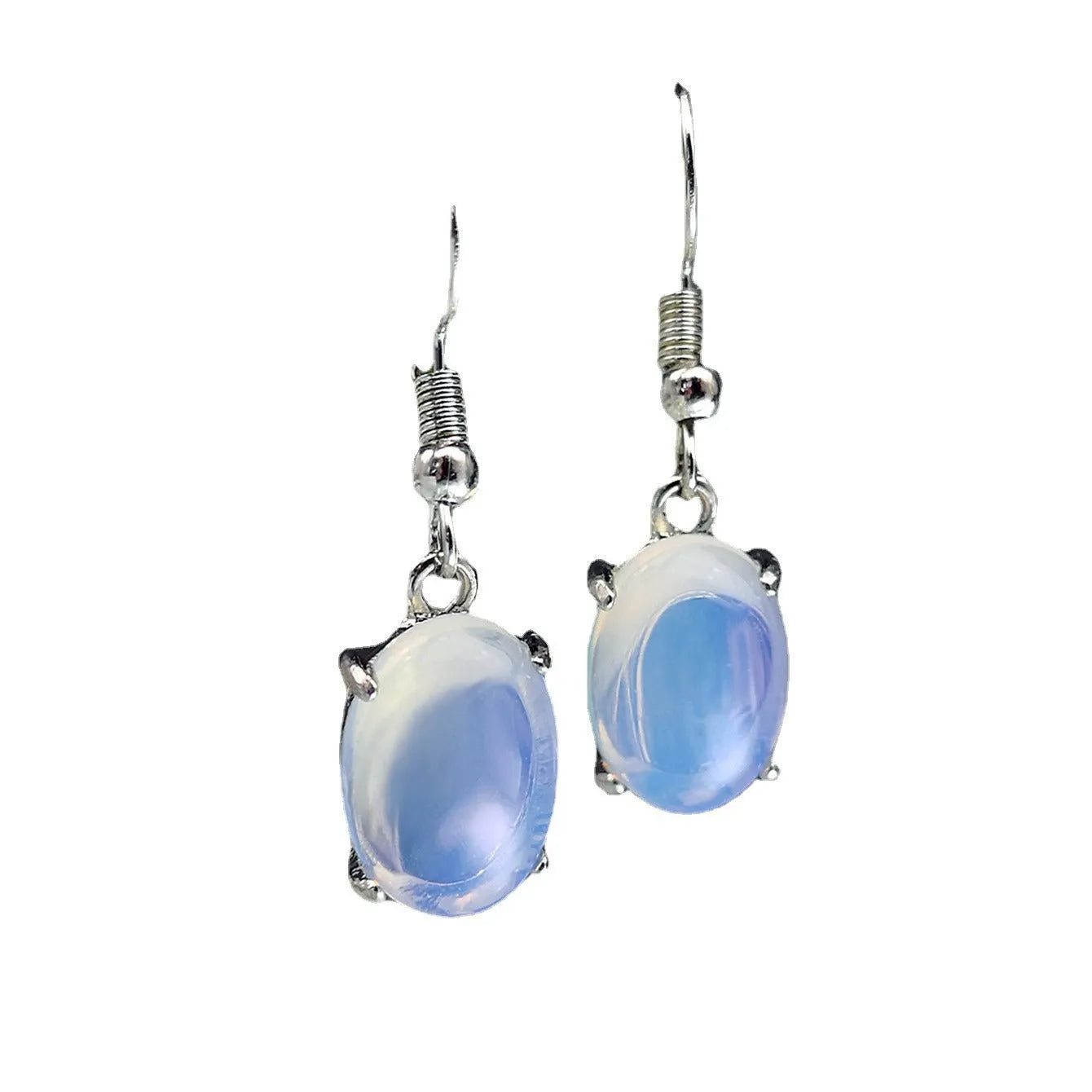 Retro moonstone opal cross drop earrings in electroplated alloy with moonlight white colour