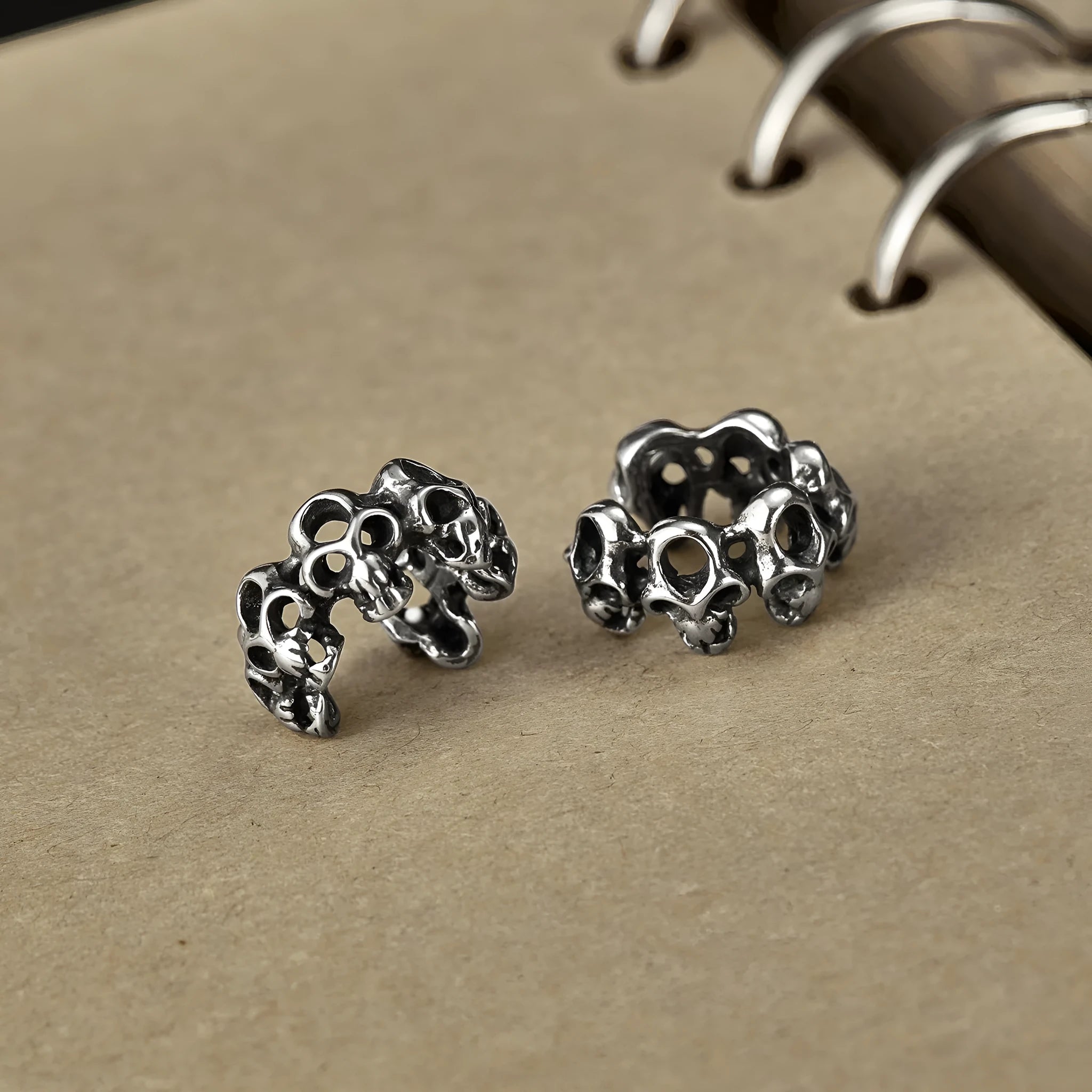 Stainless steel geometric hollow skull earrings with steel clip fittings