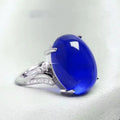Adjustable natural sapphire style alloy ring in geometric ethnic design showing colour options
