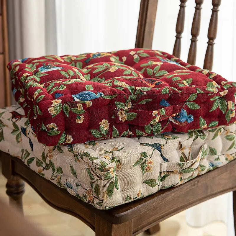 American style dining chair cushion with decorative plant pattern, 40x40x8cm dimensions