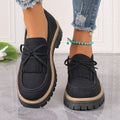 Black plus size women's loafers with tassel and bowknot decoration on round toe casual shoes