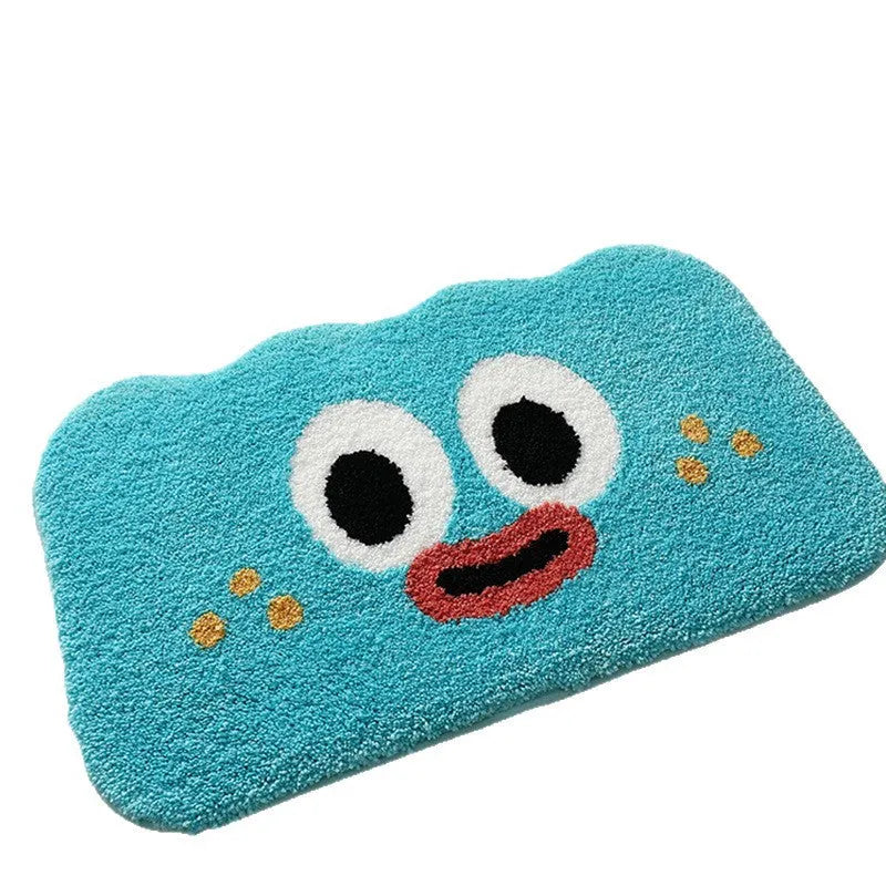 Cartoon anime printed bathroom floor mat in polyester fibre with cashmere-like texture