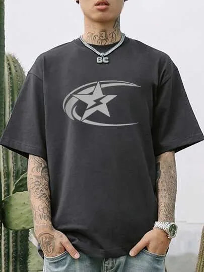 Men's solid colour pure cotton short sleeve T-shirt in Japanese retro style, shown in Dark Grey