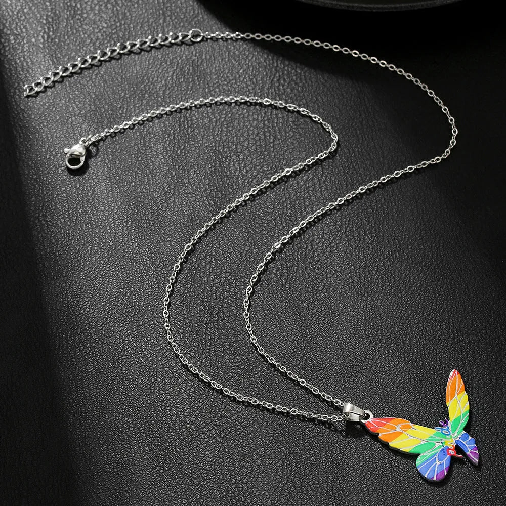Stainless steel friendship necklace and bracelet set with colour printing for women