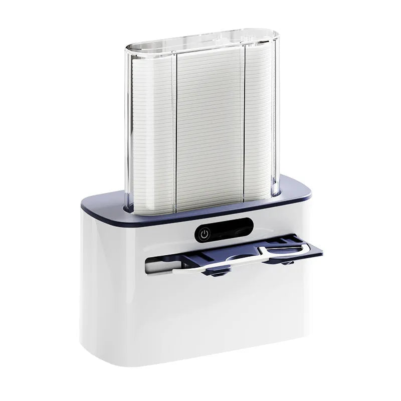 Intelligent induction dental floss box in dark grey, gold, and light grey colour options showing automatic pop-up mechanism.