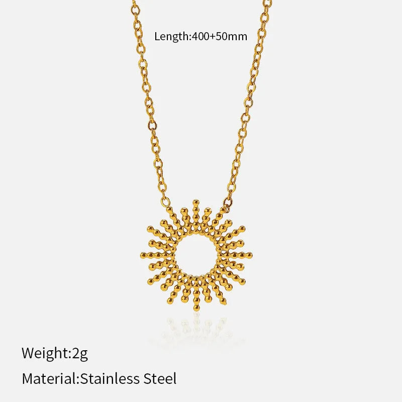 Sunflower series geometric chain bracelet and necklace set with 14K gold plating