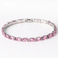 Women's zircon bracelet with electroplated alloy band and coloured stones