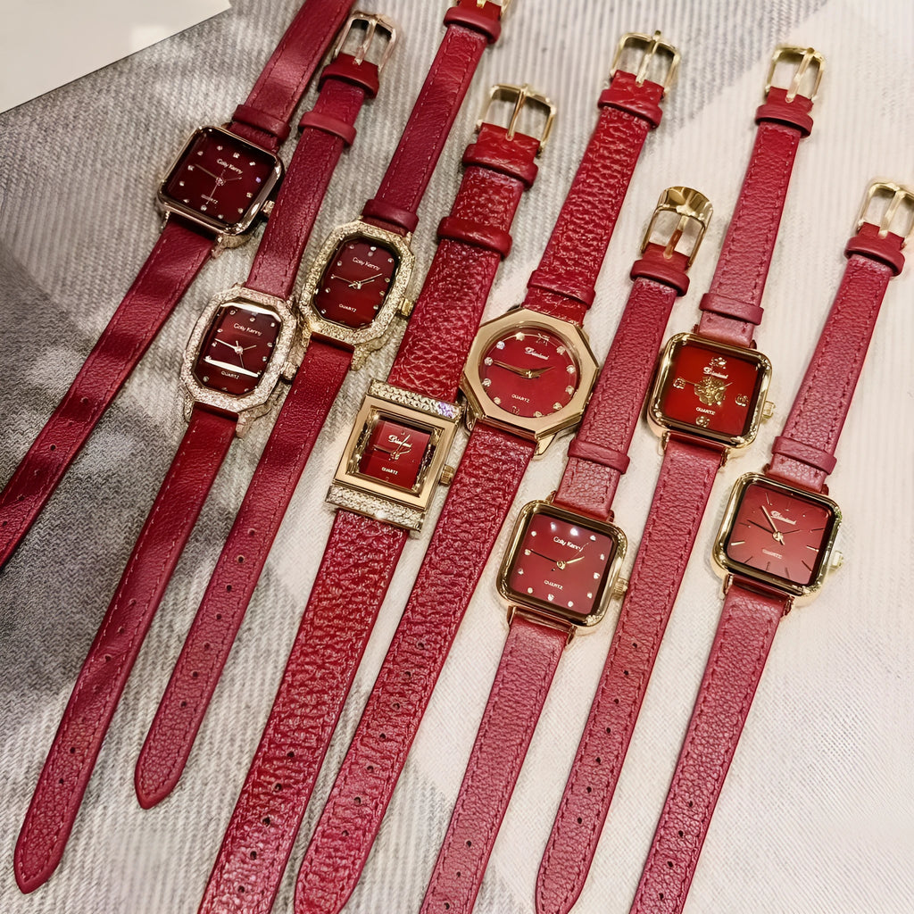 Chinese-style alloy women's watch with 8mm thickness on wrist.