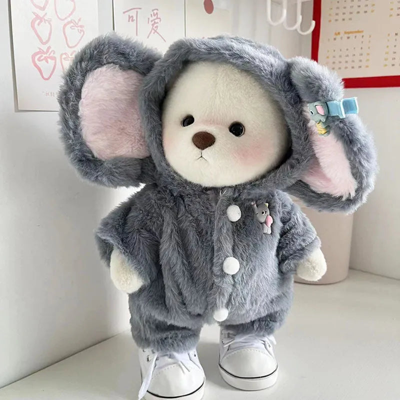 Grey elephant pattern plush jumpsuit suit for 30cm Lina bear doll