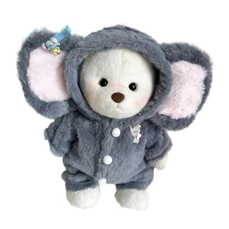 Grey elephant pattern plush jumpsuit suit for 30cm Lina bear doll