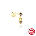 S925 sterling silver flat head thread earrings with geometric shape and super shiny rainbow stones