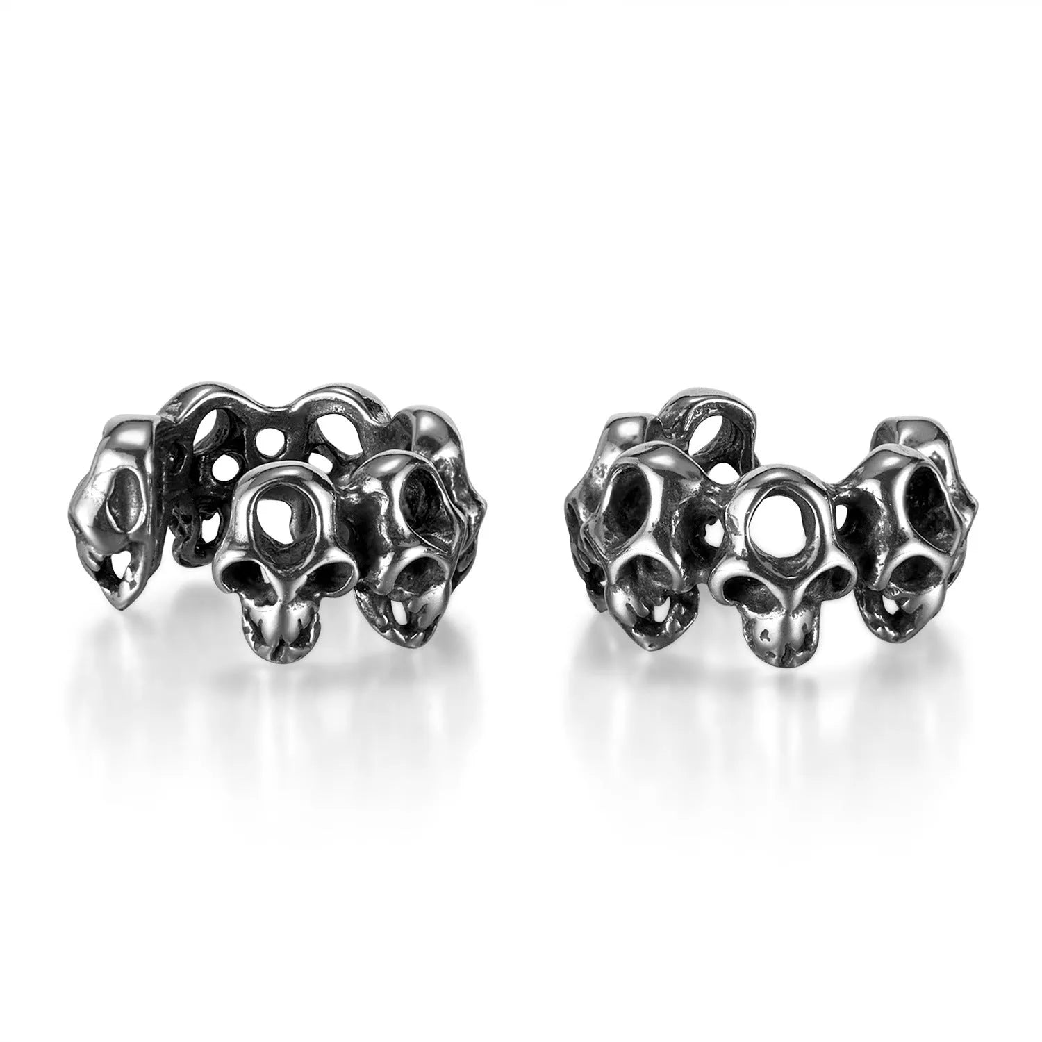 Stainless steel geometric hollow skull earrings with steel clip fittings