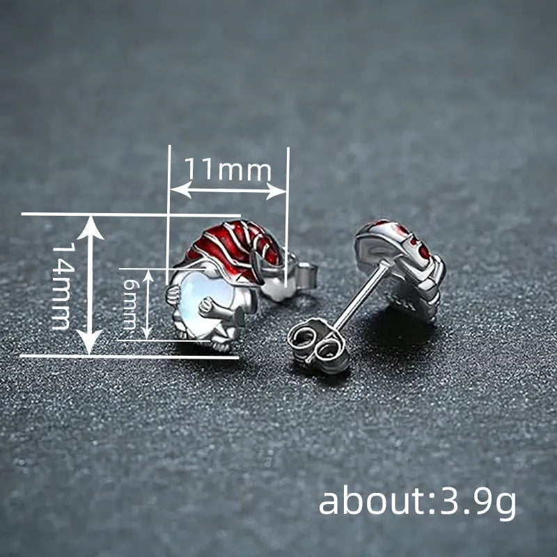 Women's copper Santa Claus heart earrings with white gold electroplated finish