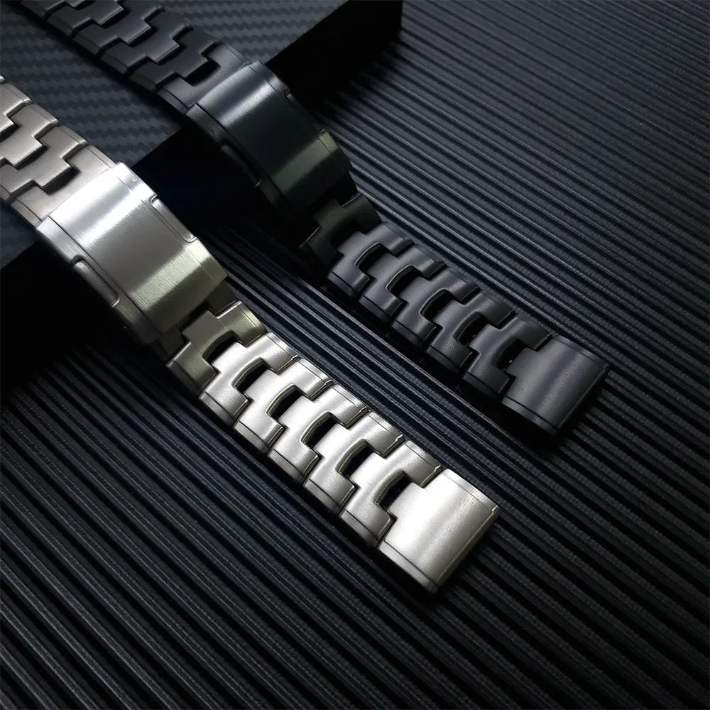 Garmin Fenix watch strap compatible with Jiaming watches in silver, black, titanium colours