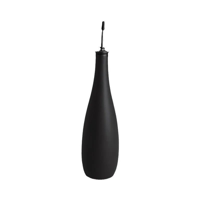 Ceramic oil pot with funnel shape in black, coffee, or white colour for kitchen storage