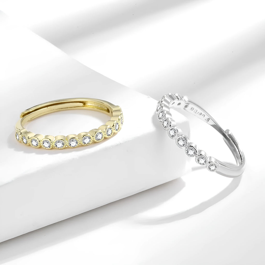 Women's geometric open ring with diamond tail detail in gold colour