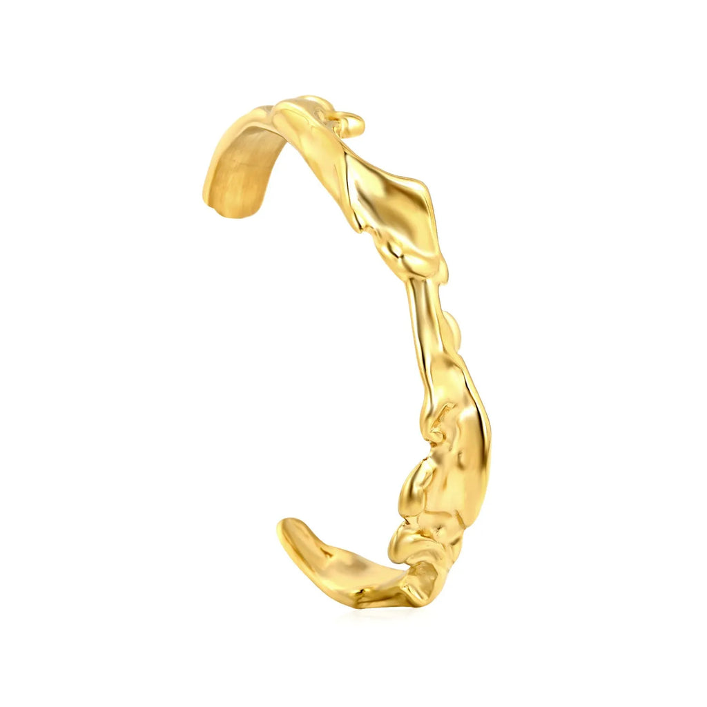 Adjustable stainless steel and alloy bracelet shown in gold-tone, silver-tone, and rose gold-tone colour options.