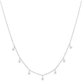 Sterling silver necklace with drop-shaped artificial zircon pendant on adjustable chain in silver, rose gold, and golden yellow finishes